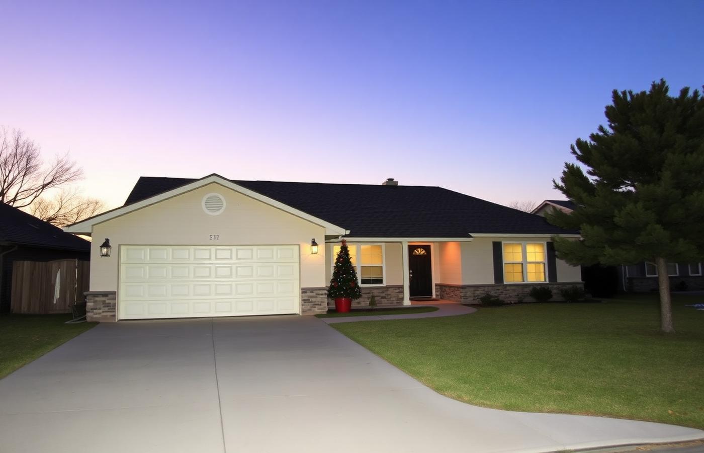 The same Texas home before Christmas lights were installed